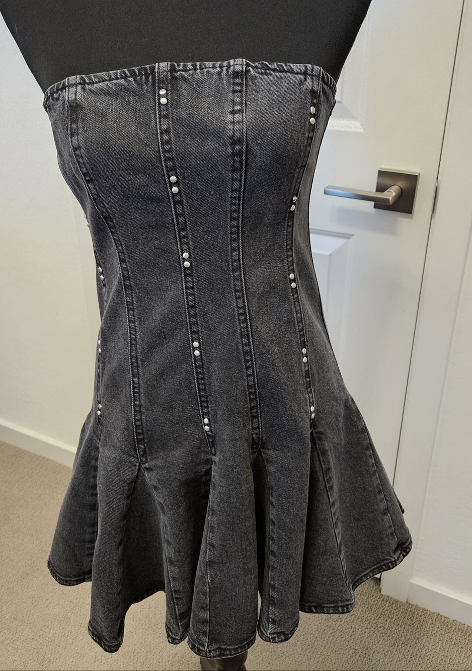 Wild Fable Black Denim Backless Dress, size S - Picture 7 of 14